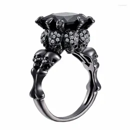 With Side Stones Personality Skull Ring For Women Wedding Engagement Valentine's Day Gift Fashion Jewelry