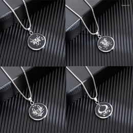 Pendant Necklaces 12 Zodiac Couple Necklace Simple Fashion Men/Women Stainless Steel For Engagement Wedding Romantic Gift