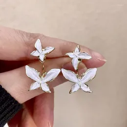 Dangle Earrings 2023 White Glaze Butterfly For Women Fashion Attractive Drop Party Jewellery Girlfriend Birthday Gifts