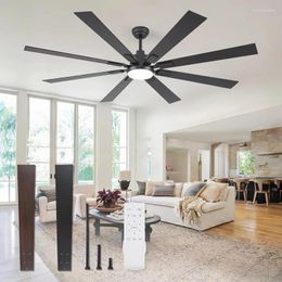 Pendant Lamps ZMISHIBO 72 Inch Large Ceiling Fans With Lights And Remote Indoor/Outdoor Black Modern Fan For Kitchen Living Room