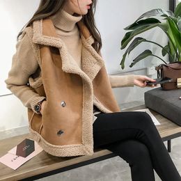 Women's Vest Thicken Plush Cashmere Coat Faux Fur Warm Patchwork Waistcoat Autumn Covered Button Street Jacket 231218