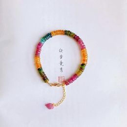 Bangle Trendy Colourful Rainbow Tourmaline Beads Bracelet for Women Natural Stone Gemstone Lucky Cuff Bracelet Fashion Jewellery Gift