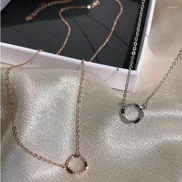 Pendant Necklaces Zircon Necklace For Women Simple Temperament Circle Charms Clavicle Chic Jewelry