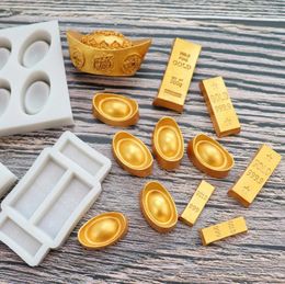 Baking Moulds Gold Ingot Fondant Silicone Mold Diy Chinese Style Cake Decoration Bar Brick Chocolate