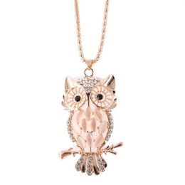 Opal Owl Sweater Chain Necklaces Fashion Trendy Women Statement Charm Animal Design Pendant Necklace Lady Girl Jewelry Accessories261g
