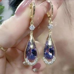 Dangle Earrings Arrival Drop Fashion Crystal Trendy Women Purple Simple Atmospheric Elegant Female Jewelry
