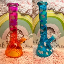 25cm Tall Bubbler Glass Water Bongs Daisy Hookahs Smoke Glass Pipe Downstem Perc Dab Rigs with 14mm Bowl