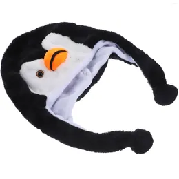 Berets Adorable Animal Hat Plush Ski Style Cartoon Earflap Hood For Children Adults (Penguin)