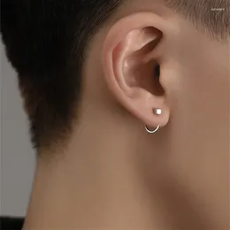 Hoop Earrings Fashion Square Ear Hook Piercing Accessories 925 Sterling Silver Men Simple U-shaped Boy Gift