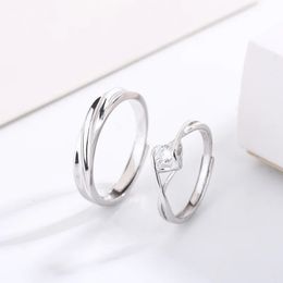 Wedding Rings S925 Sterling Silver Couple Ring A Pair of Men's and Women's Matching Rings Simple and Versatile Plain Ring Student Handicrafts 231218