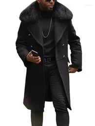 Men's Trench Coats Wool Jacket Winter Autumn Mens Long Windproof Coat Casual Thick Slim Fit Male Overcoat Clearance