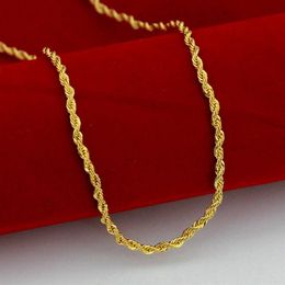 ed Chain Solid 18k Yellow Gold Filled Rope Chain For Women Men 18 inches293r