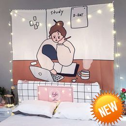 Ins Hanging Cloth Background Fabric Wall Hanging Tapestry Anime Girl Room Decoration Blanket Tapestry Wall Kawaii Room DecorHome Decoration