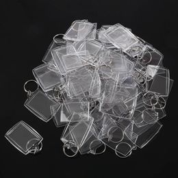 50 Pcs Key Chains Key Rings With Transparent Picture Frames Jewelry Keyrings DIY Pendant Keychains Accessories227u