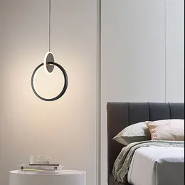 Pendant Lamps Nordic LED Square Round Light For Bedroom Bedside Study Aisle Balcony Interior Home Decoratioan Hanging Lamp Luster