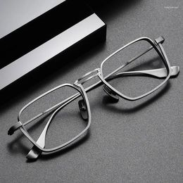 Sunglasses Frames Handmade Pure Titanium Eyeglass Frame Men Women Retro Full-Frame Polygonal Design Myopia Prescription Lenses Two Sizes