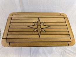 Boat Rectangular Teak Table Top S-tar Inlay Round Corner 6 Sizes Marine Yacht RV