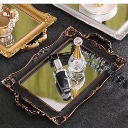 Plates Retro Rectangular Mirror Tray Bedroom Living Room/room/decoration Cup Cosmetic Storage Modern Home Decoration Accessories