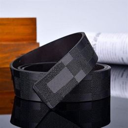 Fashion 2021 Double sided black blue orange mens belts with alloy V buckle belt men ceinture high quality Genuine Leather Waistban322t