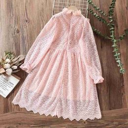 Girl's Dresses Kids Princess Dresses for Girls Party Outfits Baby Clothes Pink Lace Long Dress Children Costumes Spring Autumn 6 8 10 12 Years
