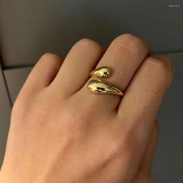 Cluster Rings Stainless Steel Cute Small Snake Roung For Women Gold Colour Silver Simple Finger Fashion Texture Gloss In Korean