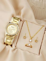 Wristwatches 5pcs Luxury Fashion Women Watch Set Alloy Strap Ladies Quartz Wristwatch Rhinestone Bracelet For Gift 231216