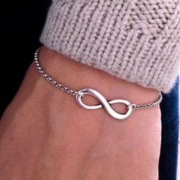 New Arrivals Korean Fashion Simple Metal 8 Infinity Charm Bracelets For Women & Men Jewelry Summer Style Beach299P