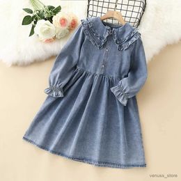 Girl's Dresses Baby Kids Denim Dresses for Girls Clothes for Teenagers Costumes Long Sleeve Autumn School Children Vestidos 6 8 10 11 12 Years