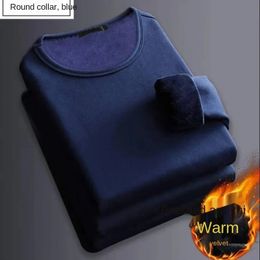 Men's Thermal Underwear Autumn Winter Men Thermal Underwear Tops Comfortable Long-Sleeved Warm Slim Men's Clothes Plus Velvet Thickening Tops 231218