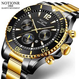 Wristwatches Fashion Mens Watches for Men Sport Waterproof Stainless Steel Quartz Watch Luxury Man Business Luminous Clock Relogio Masculino 231216