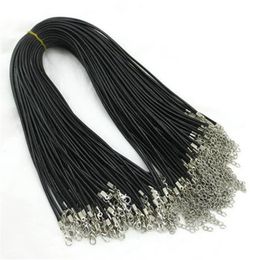 100pcs 1 5mm Black Wax Leather Snake chains bracelets Beading Cord String Rope Wire 45cm 5cm Extender bracelet ChainLobster Clasp 184l