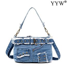 Evening Bags Casual Fashion Denim Women Bag Lady Handbags Shoulder Messenger Jean S Tote Cowboy 231218