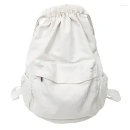 School Bags 2024Women's Canvas Cute Drawstring Backpack Fashion Women's Laptop Schoolbag Cool Girl Travel