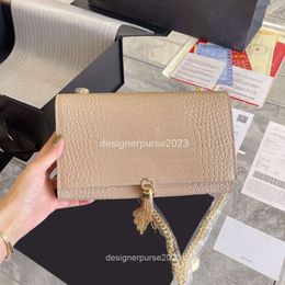 Ysaint Lady Purse Katee Chain And Tassel Bag Textured Leather Alligator Calfskin High Quality Fashion Italy Women Famous Luxury Designer Cosmetic Handbags 25cm