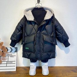 Down Coat Boys jacket Children fashion winter down Thickened thermal coat hooded medium long jackets 231218