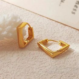Stud Copper Plated Real Gold Earrings Geometric Square Metallic Ear-rings Simple andTemperament Danglers for Earbobs 231218