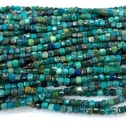 Loose Gemstones Veemake Chrysocolla Natural Stone Charms Necklace Bracelets Earrings Edge Cube Faceted Small Beads For Jewelry Making