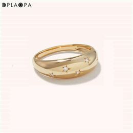 Dplaopa 925 Sterling Silver Gold La Dome Cz Zircon Star Ring Luxury Jewelry Screw Fine Fashion Round Wedding Jewels2531