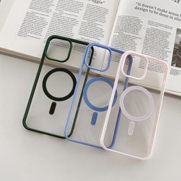 Clear acrylic Magnetic Protective Phone Cases For iPhone 15 14 11 13 12 11 Pro Max Back Transparent PC Cover Couple Case 300pcs