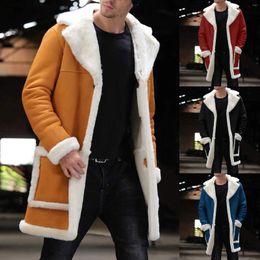 Men's Jackets Lapel Fur Collar Fleece Liner Winter Jacket Men Windproof Warm Parka Coat Male Outdoor Clothing Long Thicken Outerwear