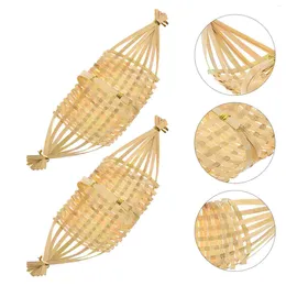 Plates 2 Pcs Bamboo Lampshade Sushi Dish Basket Bamboo-woven Baskets Display Craft Weaving Made Dried Fruit Tray