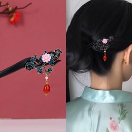 Hair Clips Retro Hairpin Chinese Hanfu Stick Black Wooden Hai Clasp Tiara Vintage Wedding Ornament Antique Jewellery For Women Girs