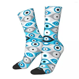 Men's Socks Greek Evil Eye Pattern Blues And Greys Men Women Fashion Blue Nazar Amulet Boho High Quality