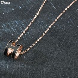 Donia jewelry love home Europe and America fashion titanium steel plating Rose Gold Enamel Necklace Fashion Accessories luxury bir301W