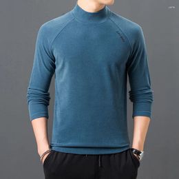 Men's T Shirts De Velvet Long Sleeve T-Shirt Fashion Casual Solid Color Half High Neck Bottom Shirt