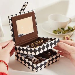 Jewelry Pouches Luxury Box Portable Organizer Holder For Women Travel Necklace Earring Storage Case Bilayer With Mirror