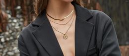 Pendant Necklaces Hypoallergenic Gold Plated Initial Necklace For Women Round Letter Chain Alhpabets From A-Z Dainty Jewellery