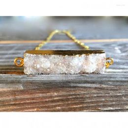 Pendant Necklaces NM41818 Raw Druzy Bar Necklace Crystal Rectangle Short