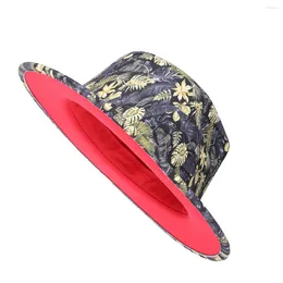 Berets Classic Red Bottom Scrawl Two Tone Fedora Hats Vintage Jazz Panama Women Felt Wool Spring Outdoor Fashion Caps