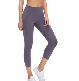 L-146 High Waist Fitness Sports Capri Pants Women No Front Seam Naked Feel Gym Yoga Cropped Leggings Running Tight Sweatpants589